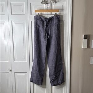 Vince Wide-Leg Linen Pants in Slate Gray